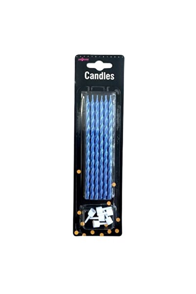 OEM Set de 6 lumânări pentru tort, 12 cm, albastre