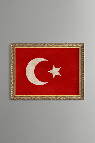 epiqart Osmanlı Türk Bayrağı - Vintage Desenli Tablo - İnce Model