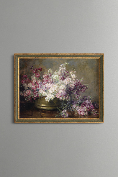 epiqart Copper Bowl Full of White and Pink Flowers - Vintage Patterned Tablet...