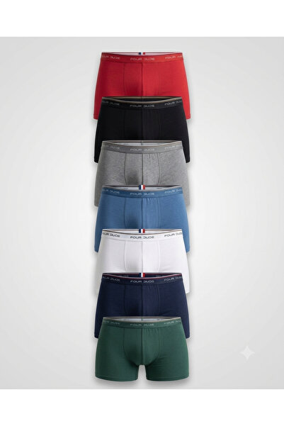 four dude Erkek Premium Penye Çok Renkli 7'li Esnek Boxer Paketi (Damat Bohça...