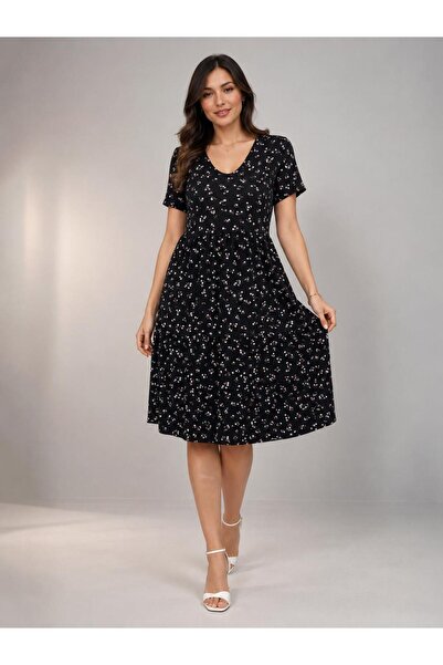 SENTEX V-Neck Ruffled Women's Dress