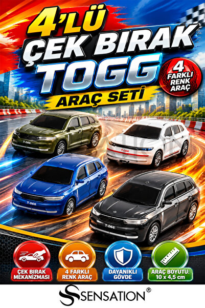 sensatıon 4'lü Çek Bırak TOGG Oyuncak Araba Seti | Sedan & Station Wagon