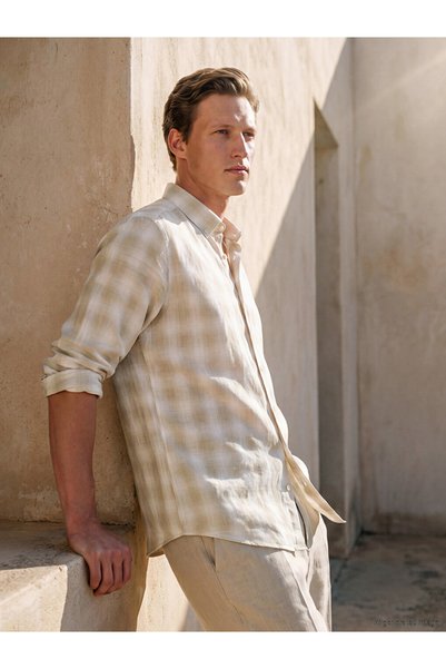 LC Waikiki Southblueregular fit plaid dobby men's shirt