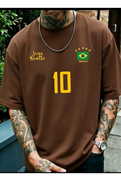 New Shine Βραζιλία 10 Τυπωμένο Βαμβακερό T-Shirt Oversize