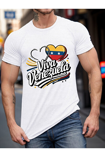 BASEPULSE Venezuela Print, Men'S Short Sleeve Crew Neck T-Shirt, Relaxed Tee,...