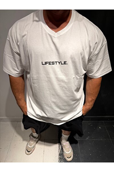 Bas Body FitnessWear Μπλουζάκι LifeStyle σε μεγάλο μέγεθος, λευκό, με λαιμόκο...