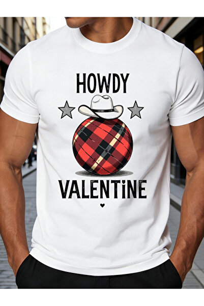 NOURAM Western Style Men'S T-Shirt Howdy Valentine Cowboy Hat And Plaid Heart...