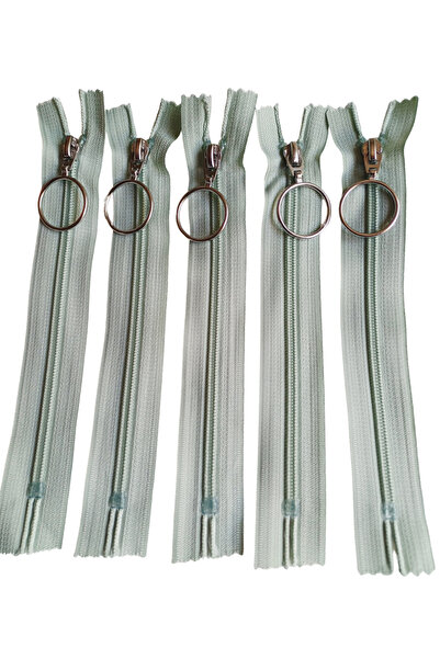 19 cm plastik diş metal halka elcik çanta fermuarı su yeşili