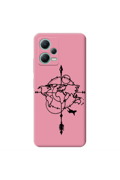 Other Xiaomi Redmi Note 12 Pro 5G Old Map Pink Colored Silicone TPU Θήκη