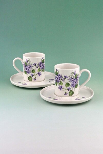 Bursa Porselen Dekor Viola Two-Person Porcelain Coffee Cup Set
