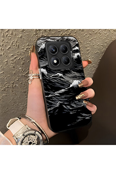 ARTISHELL Redmi Note 14 Pro 4G/5G Uyumlu Retro Siyah Beyaz Dalga Baskılı Şık ...