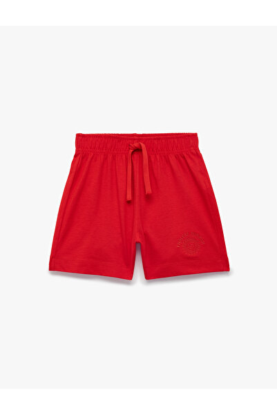Koton Cotton Shorts with Elastic Waist and Embroidery Detail