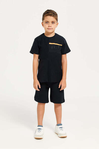 REDTAG Boys Black Jacquard Casual Set (2 Piece)
