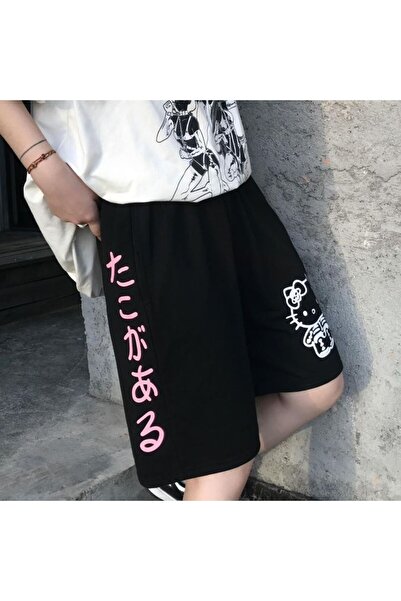 COZYWEAR Black Printed Oversize Shorts