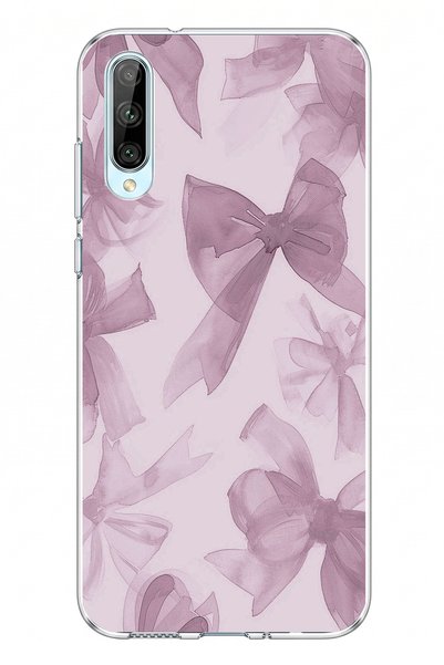 TechTree Huawei P Smart S Uyumlu Menekşe Tonlu Fiyonk Baskılı Silikon Kılıf