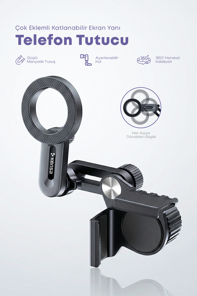 Kensa Multi-Joint Ekran Yanı Manyetik 360° Ayarlanabilir Başlık Araç İçi Tele...