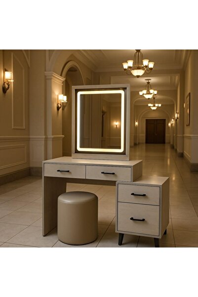 unbranded DRESSING TABLE SQUIRE SHAPE WITH LED MIRROR ,MARBLE COLOR