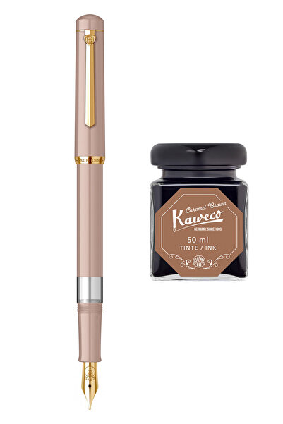 Kaweco Scrikss Pistonlu Pudra Dolma Kalem + 50 ml Karamel Kahve Şişe Mürekkep...