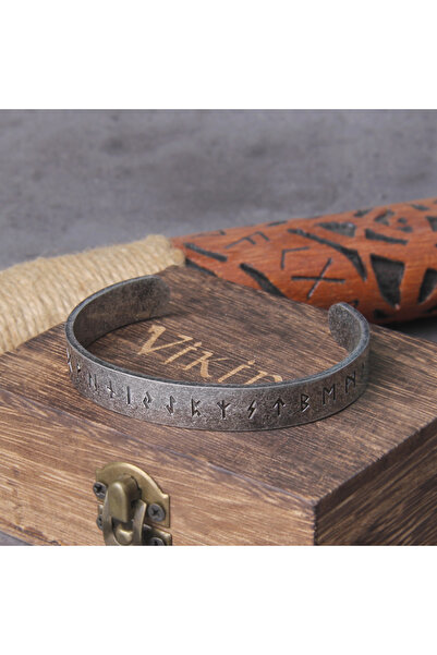 Viking Valknut Runik İskandinav Mitolojisi Tasarım Açık Ayarlanabilir Kelepçe...
