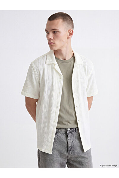 LC Waikiki Rmz Gi̇yi̇m Farkiyla Comfortable Fit Men's Textured Shirt