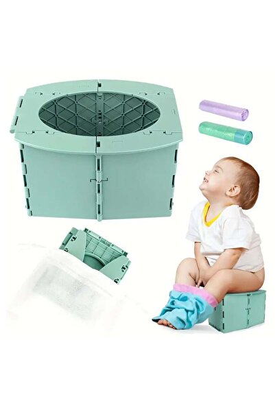 honey baby Green Foldable Portable Plastic Potty 24.5 x 20 x 15 cm -