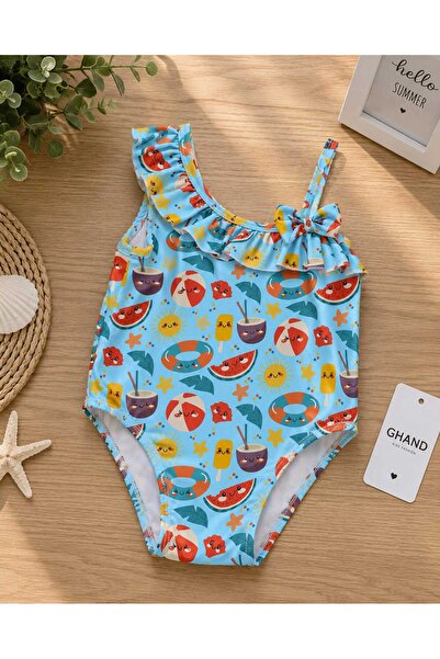 GHAND Girl's Bow One-Piece Swimsuit Sea Beach Pool Swimwear 1-2 2-3 3-4 4-5 5...