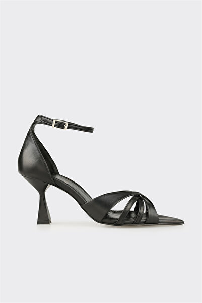 Elle Shoes Siyah Deri Kadın Sandalet