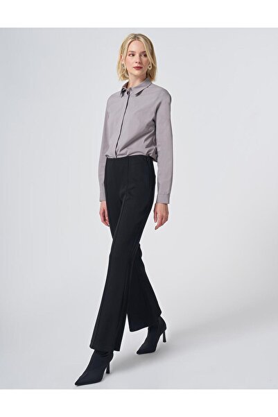 Kayra High Waist Flared Trousers Black