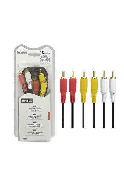 Tradesor Kαλώδιο RCA - 306A - 3xRCA male/3xRCA male - 10m - 096124