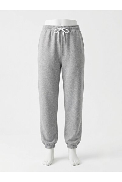 Ancyra Tekstil Gri Yüksek Bel Lastikli Paça Jogger