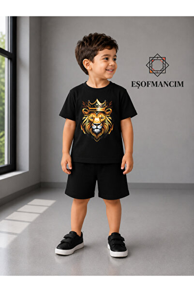 Eşofmancım Boy's Summer Sweat-Proof Combed Cotton Suit with Shorts