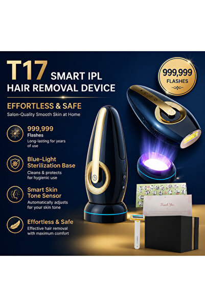 KINSEI BEAUTY جهاز T17 الذكي لإزالة الشعر بتقنية IPL مع 999999 وميض ومستشعر ت...