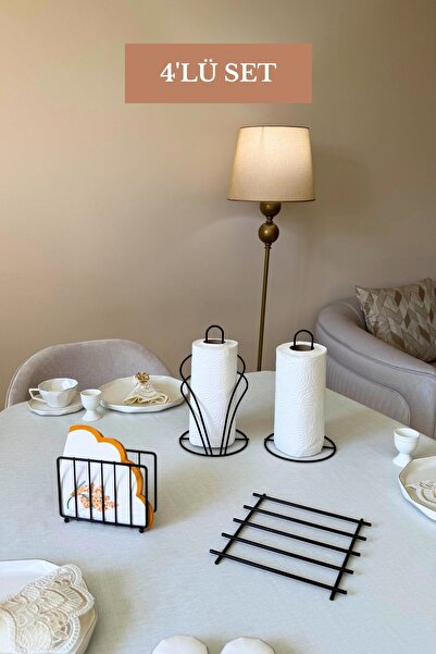 Edora Home Σετ 4 τεμαχίων Μαύρη θήκη χαρτοπετσέτας σε σχήμα κλουβιού, Όρθια θ...
