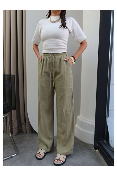 ESRAHELVACI Linen Blended Wide Leg Trousers