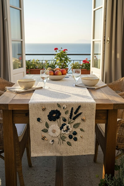 Softifyhome Dijital Baskılı Raşel Kumaş Runner 40x140 cm | Modern Şık Masa Ör...