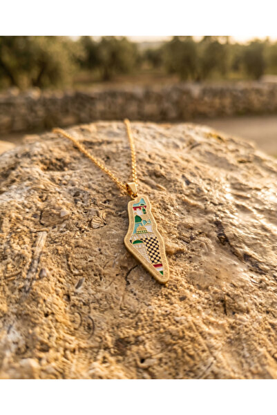 Zaytoon The Dome of the Sahara Within the Palestine Map Stainless Gold Plated...