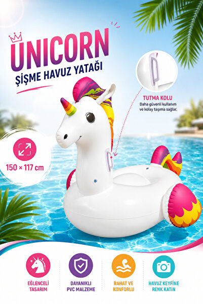 hak-iş oyuncak Unicorn Şişme Havuz Yatağı – 150 × 117 cm