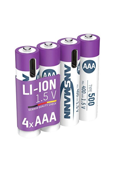 ANSMANN Set 4 acumulator LI-ION cu USB-C R3, LR03, AAA 500mAh