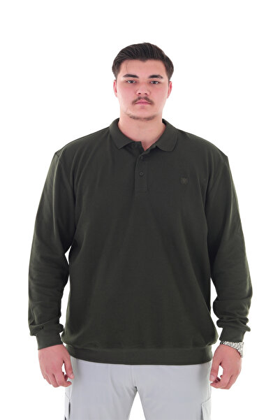 marufshop Long-Sleeved Polo Collar Seasonal Sweatshirt Khaki, Suitable for Me...