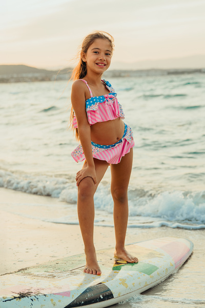 Banamio Sweety Colorful Confectionery Patterned Bow Detailed Strappy Girls' S...