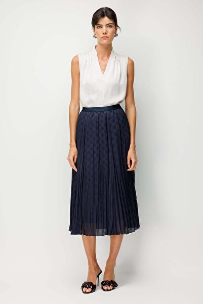 ON Polka Dot Patterned Pleated Midi Skirt