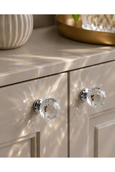 Üsküp Yapı & Mimarlık Crystal Furniture Handle Transparent Glass Chrome Foote...