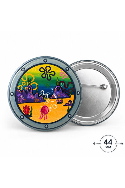 Fynbos Sponge Bob Sualtı Penceresi 44 mm Metal Rozet – Retro Çizgi Film Temal...