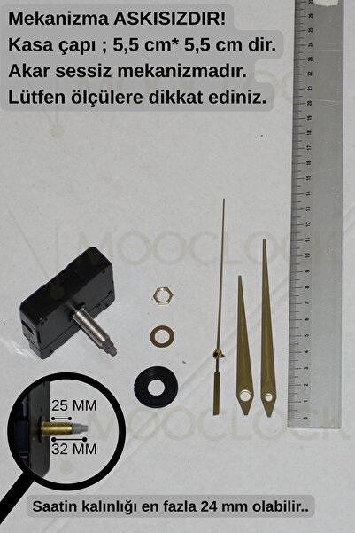 MOOCLOCK Clock Mechanism, Silent Wall Clock Mechanism, 32 mm Longest Shaft! (...