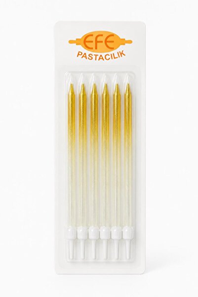 EFE PASTACILIK Metalik Beyaz Gold Uzun Pasta Mumu 17 Cm