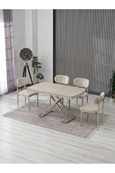 JoyMassa VENOXA 70X110 MDF MASA / 4 POLO SANDALYELİ MASA TAKIMI