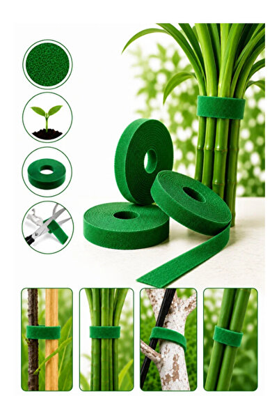 mucit home 5 Metre 1 Cm Bahçe Bitki Fide Bağlama Bandı Çırt Çırt Bant Kablo D...