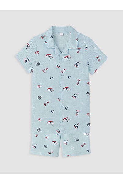 LC Waikiki طقم بيجامة للأولاد من Freezen Store I Cuba Roba Collar مع شورت