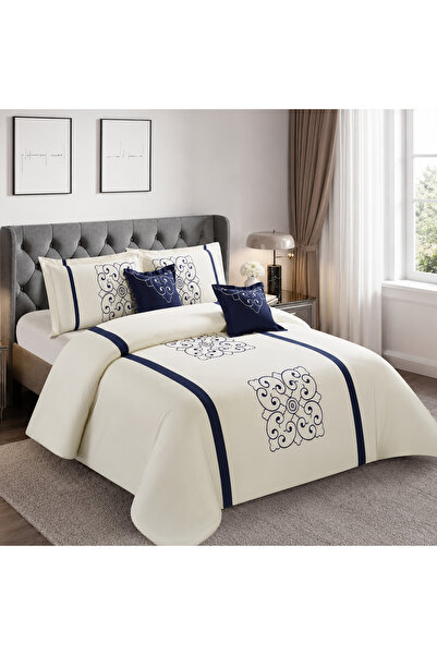 essentialneedforall 6 PCS COMMFORTER EMBROIDERY KING SET 240 X 260 MICROFIBER...