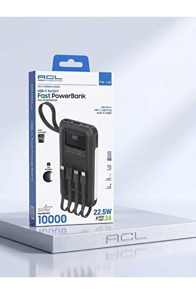 ACL 10000mAh 22.5W Hızlı Şarjlı Powerbank USB Micro Type-C Girişli LED Işıklı...